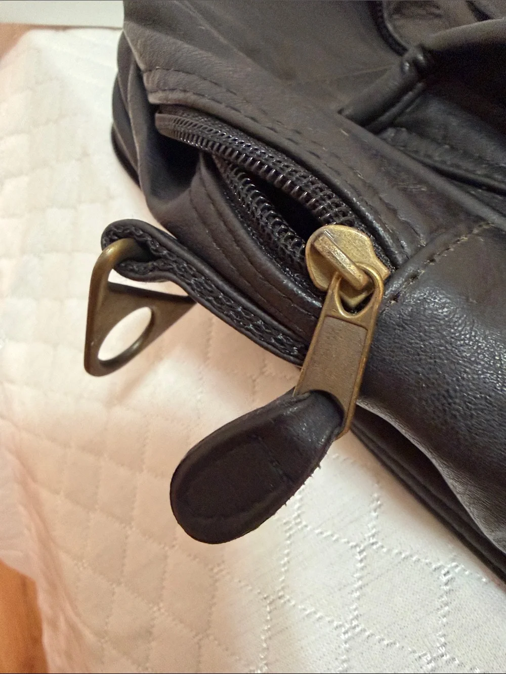 Pebble Beach Black Leather Briefcase with Embroidered U.S. Like New or New.